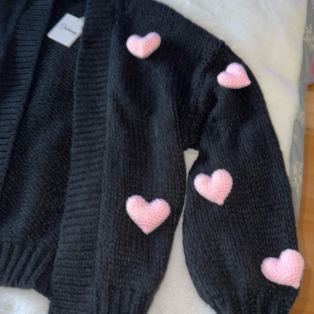 Heart 3D Cardigan Sweater ~ Sweetest Oversized Knit Valentine's Day cardigan 🩷 - Picture 4 of 10